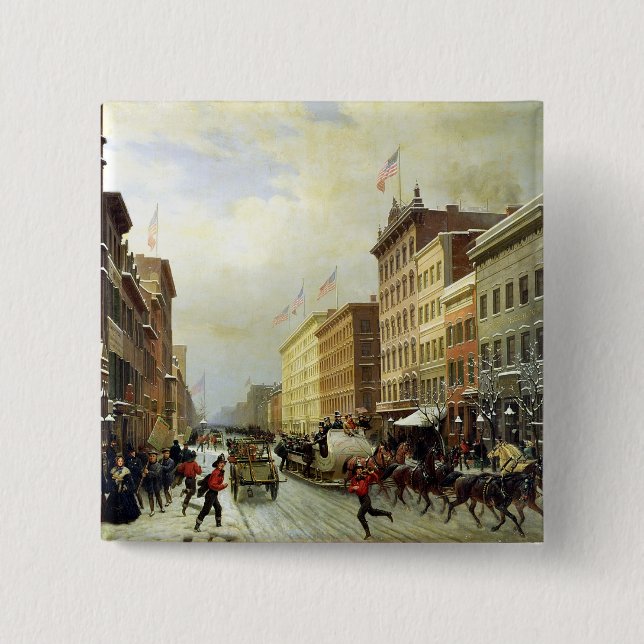 Straßen-Szene in New York Button (Vorderseite)