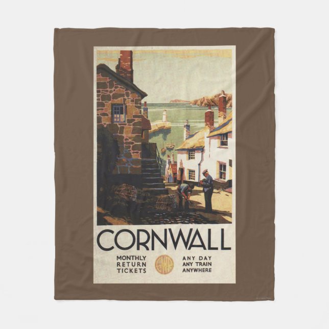 Straßen-Szene mit zwei Männern, die Eisenbahn Fleecedecke (Vorderseite)