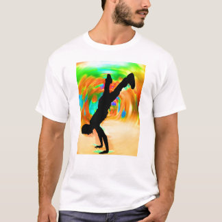 Straßen-Tanzen, Silhouette, grün/Orange/Gelbs T-Shirt