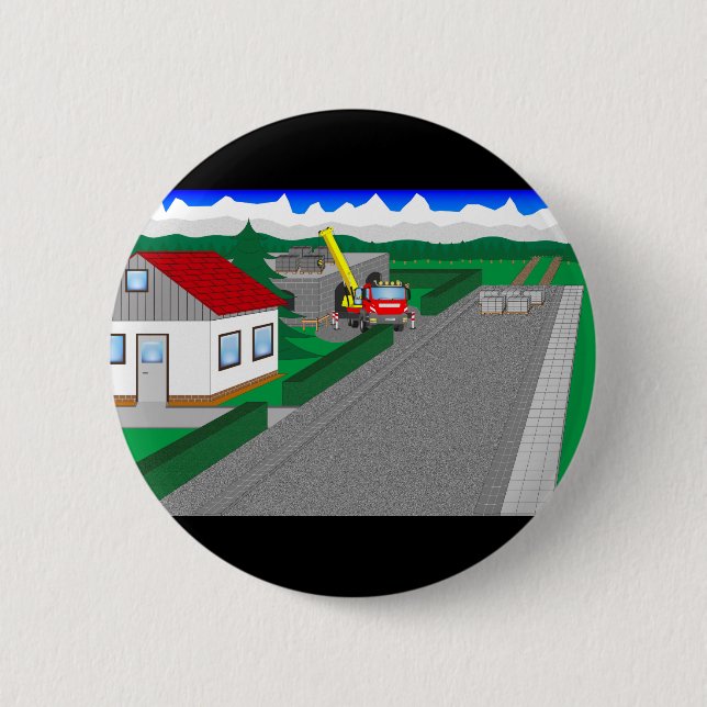 Straßen und Hausbau Button (Vorderseite)