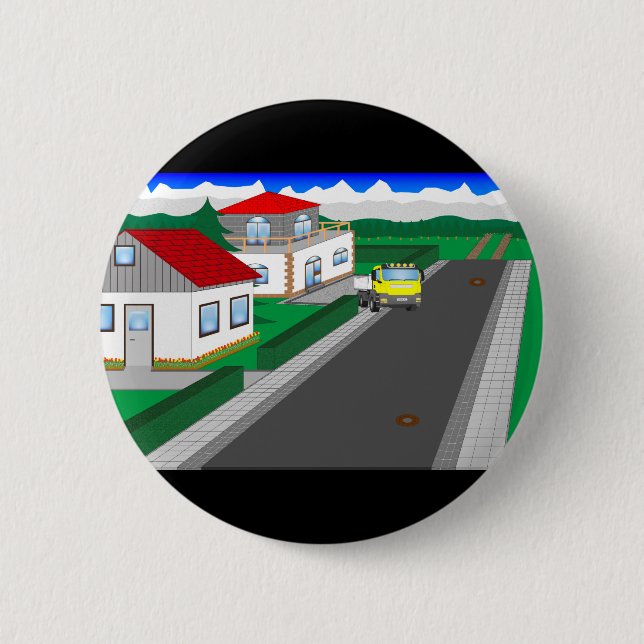 Straßen und Hausbau Button (Vorderseite)