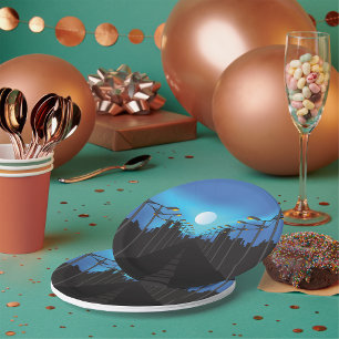 Straßen und Mond Pappteller