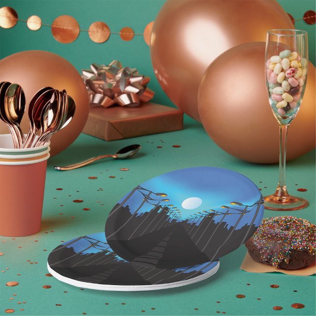 Straßen und Mond Pappteller (Von Creator hochgeladen)