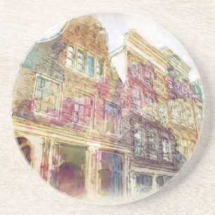 Straßen von altem Amsterdam Sandstein Untersetzer