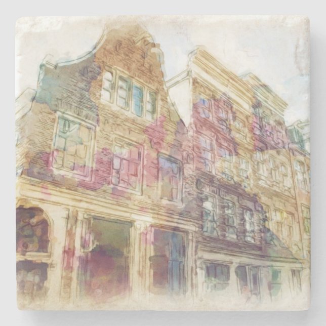 Straßen von altem Amsterdam Steinuntersetzer (Vorderseite)