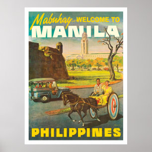 Straßen von Manila, Philippinen, Vintage Poster