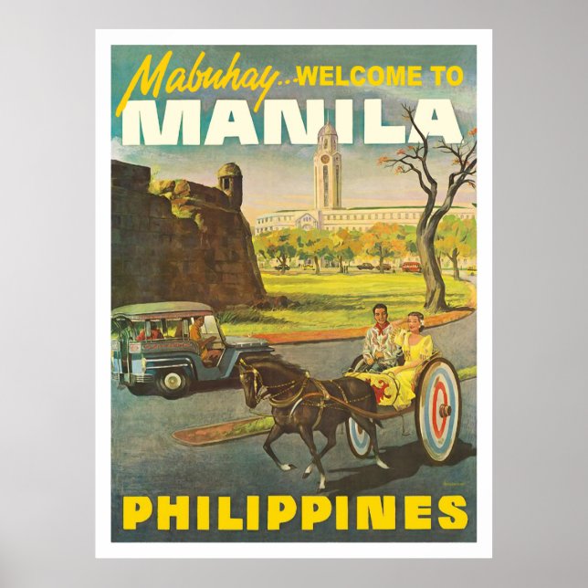 Straßen von Manila, Philippinen, Vintage-Reise Poster (Vorne)