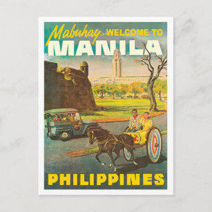 Straßen von Manila, Philippinen, Vintage-Reise Postkarte