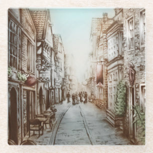 Straßen von Paris, Frankreich - Pastoral Vintag Ar Glasuntersetzer