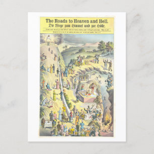 Straßen zum Himmel und zur Hölle Vintage-Lithograp Postkarte