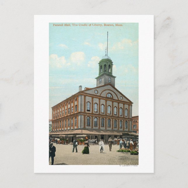 Straßenansicht der Faneuil Hall Postkarte (Vorderseite)