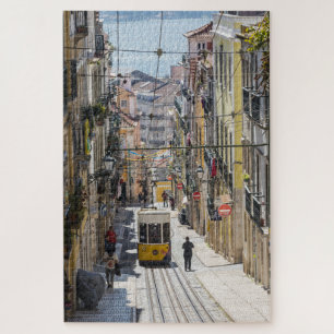 Straßenansicht von Lissabon mit Tramsäge Puzzle