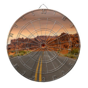 Straßenausflug Sonnenuntergang Dartscheibe