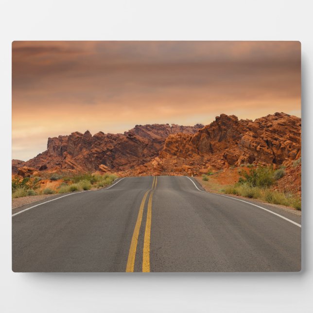 Straßenausflug Sonnenuntergang Fotoplatte (Vorderseite)