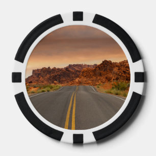 Straßenausflug Sonnenuntergang Pokerchips