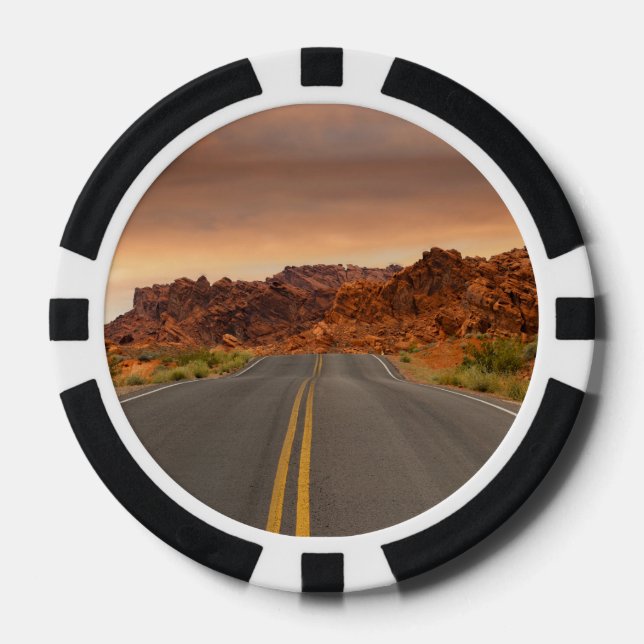 Straßenausflug Sonnenuntergang Pokerchips (Vorderseite)