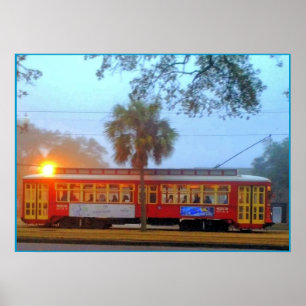 Straßenbahn, ab an Arbeit Poster