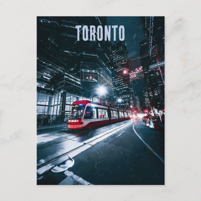 Straßenbahn bei Nacht in Toronto Ontario Postkarte (Vorderseite)