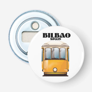 Straßenbahn-Reiseplakat Bilbao Spanien Knopf Flaschenöffner