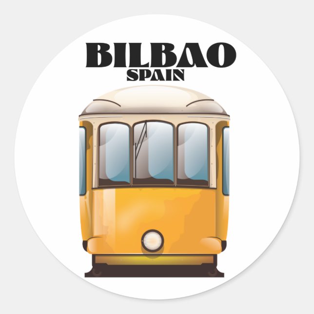 Straßenbahn-Reiseplakat Bilbao Spanien Knopf Runder Aufkleber (Vorderseite)