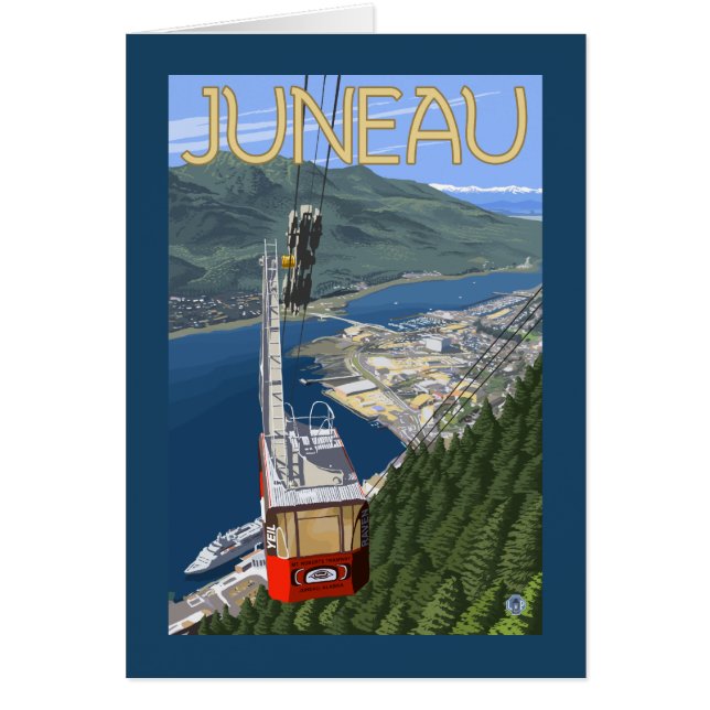 Straßenbahn über Juneau, Alaska Vintage Reiseplaka (Vorne)