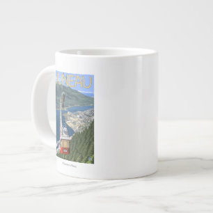 Straßenbahn über Juneau, Alaska Vintage Travel P Jumbo-Tasse