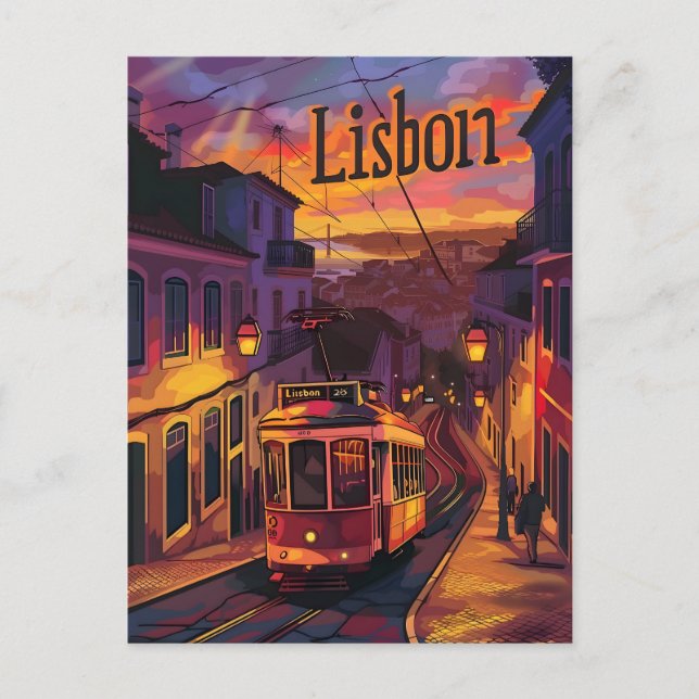 Straßenbahn Vintag Lissabon Postkarte (Vorderseite)