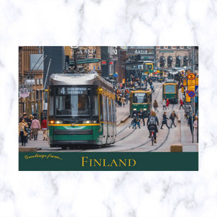 Straßenbahnen in Aleksanterinkatu Helsinki Finnlan Postkarte