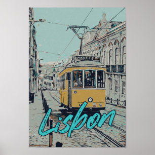 Straßenbahnlinie Lissabon - Portugal Poster