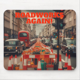Straßenbauarbeiten in London Mousepad