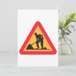 Straßenbauarbeiten vor Schilderbauzone - Warnung Einladung