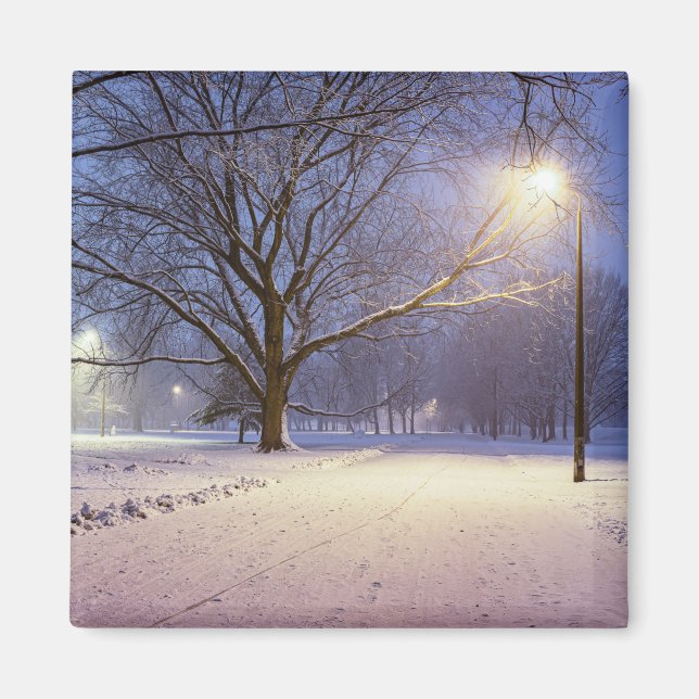 Straßenbeleuchtung und Schneedecke Magnet (Vorne)