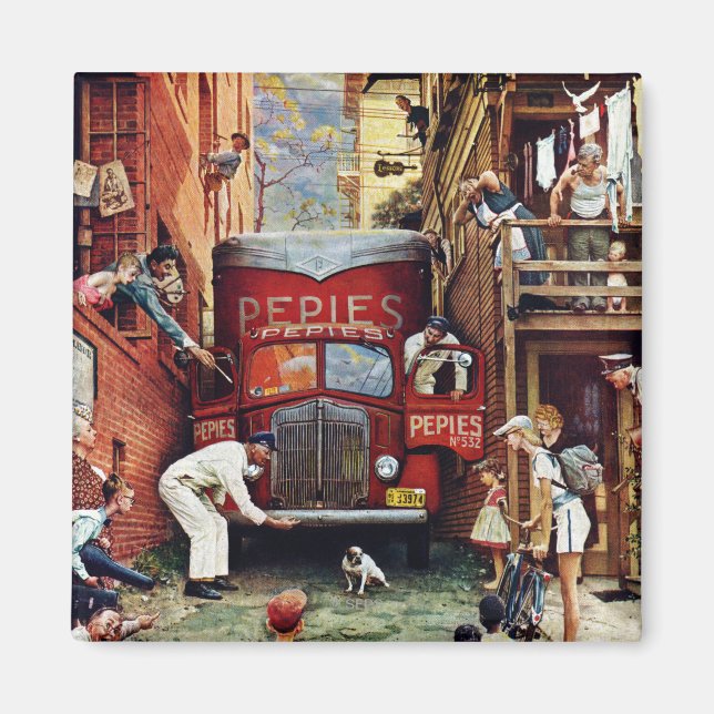 Straßenblock von Norman Rockwell Magnet (Vorne)