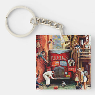Straßenblock von Norman Rockwell Schlüsselanhänger