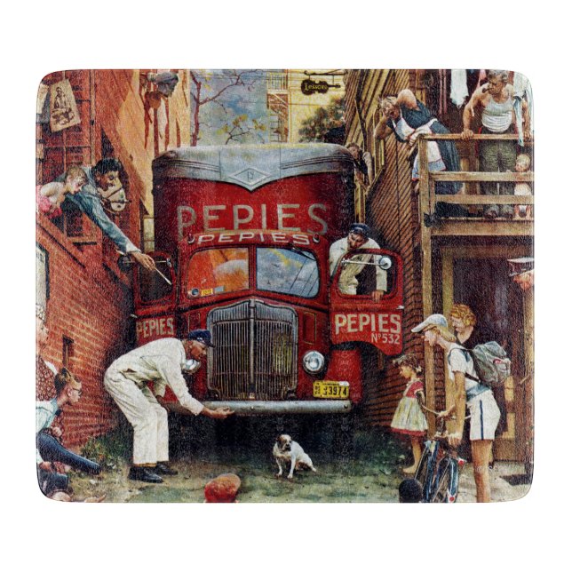 Straßenblock von Norman Rockwell Schneidebrett (Vorderseite)