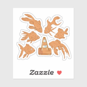 Straßencones und orangefarbener Goldfisch Aufkleber