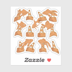 Straßencones und orangefarbener Goldfisch Aufkleber