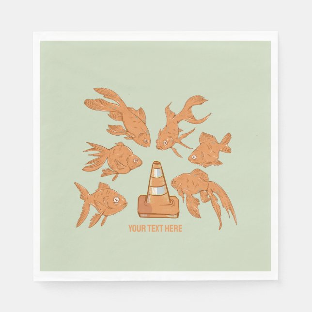 Straßencones und orangefarbener Goldfisch Serviette (Vorderseite)