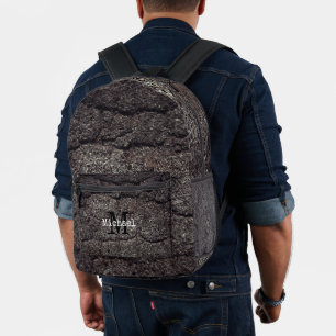 Straßengrau-Linien Monogram Bedruckter Rucksack