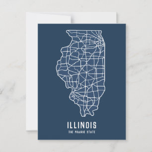 Straßenkarte des US-Bundesstaates Illinois - die P Postkarte
