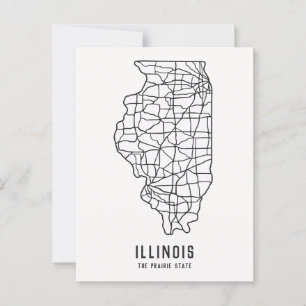 Straßenkarte des US-Bundesstaates Illinois - Prair Postkarte
