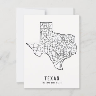 Straßenkarte für den US-Staat in Texas - der Staat Postkarte