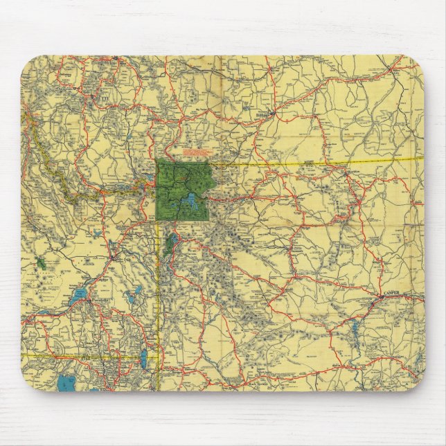Straßenkarte Idaho, Mont, Wyo-Karte Mousepad (Vorne)