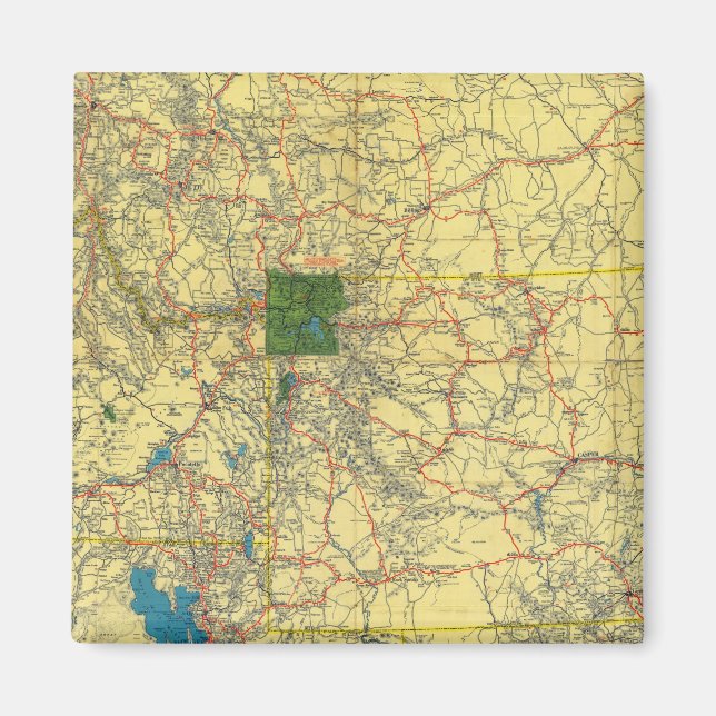 Straßenkarte Idaho, Mont, Wyo Map Magnet (Vorne)