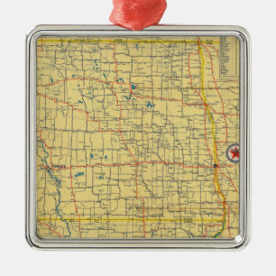 Straßenkarte N u. S Dakota Ornament Aus Metall