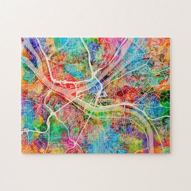 Straßenkarte Pittsburghs Pennsylvania Puzzle (Horizontal)