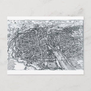 Straßenkarte von Paris, Frankreich aus dem 17. Jah Postkarte