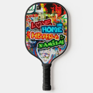 Straßenkunst Graffiti farbenfrohe LIEBE ZUHAUSE HE Pickleball Schläger