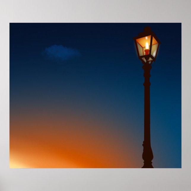 Straßenlampe bei Morgendämmerung Poster (Vorne)