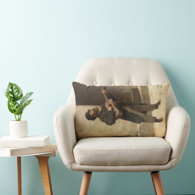 Straßenmusiker mit Gitarre (von Gerolamo Induno) Lendenkissen (Stuhl )